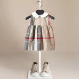 Beige Plaid Summer Dress - ONEAKIDS