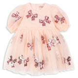 Robe rouge festive à paillettes pour petite fille