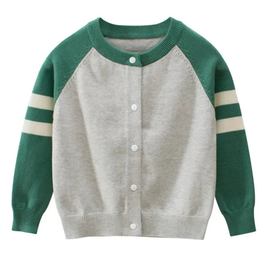 Boys' classic varsity cardigan with Straps