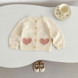 Heart Patch Knit Cardigan with Hat