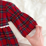 Plaid Christmas Special Dress & Cardigan Set