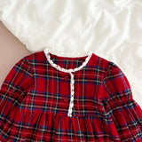Plaid Christmas Special Dress & Cardigan Set
