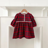 Plaid Christmas Special Dress & Cardigan Set