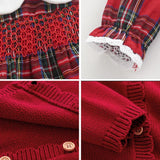 Plaid Christmas Special Dress & Cardigan Set