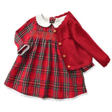 Plaid Christmas Special Dress & Cardigan Set
