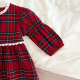 Plaid Christmas Special Dress & Cardigan Set
