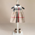 Beige Plaid Summer Dress - ONEAKIDS