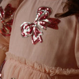 Robe rouge festive à paillettes pour petite fille