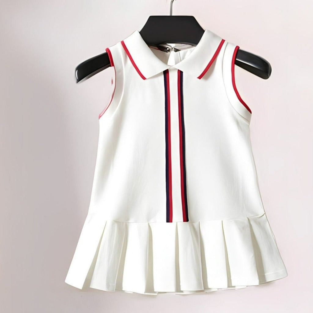 Arya Tennis Girls' Dress in White and Navy