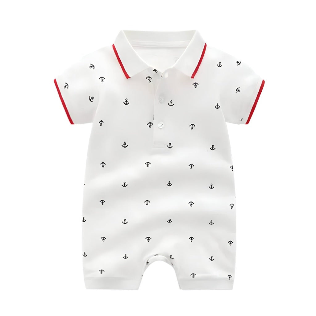 ONEAKIDS Baby & Toddler clothing 0-3M / WHITE Baby Boys' Classic Polo Captain Jumpsuit