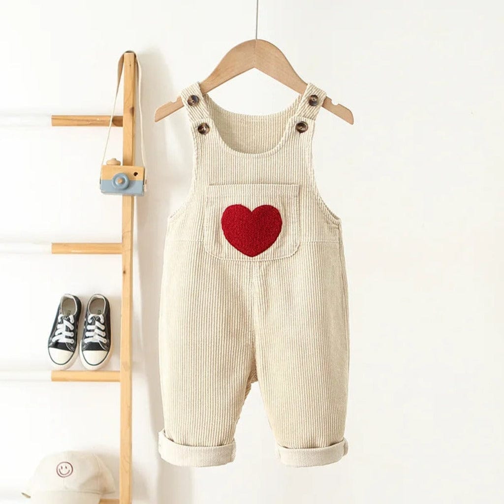 ONEAKIDS Baby & Toddler clothing 12-18M / BEIGE Heart Corduroy Unisex Jumpsuit