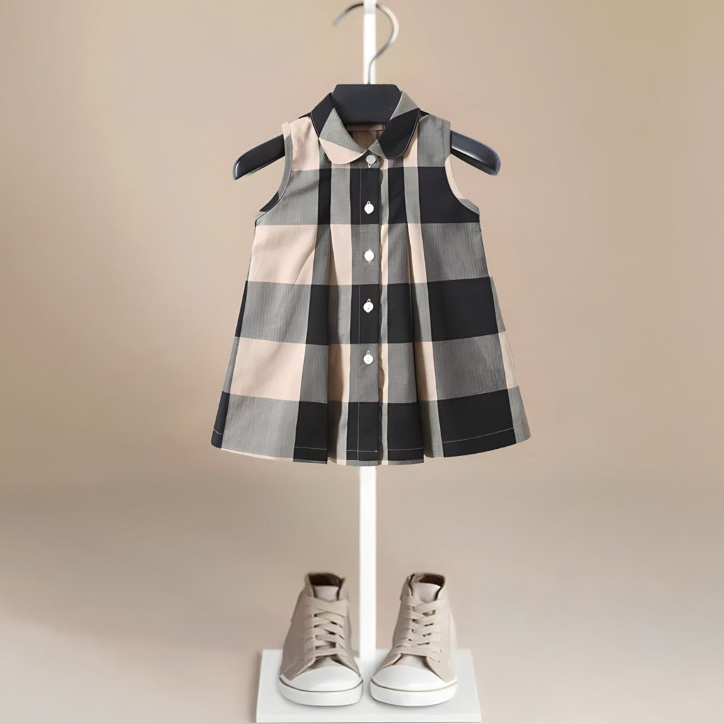 ONEAKIDS Baby & Toddler clothing 12-18M / BLACK Pink Plaid Little Girls' Sleeveless Button Down Dress