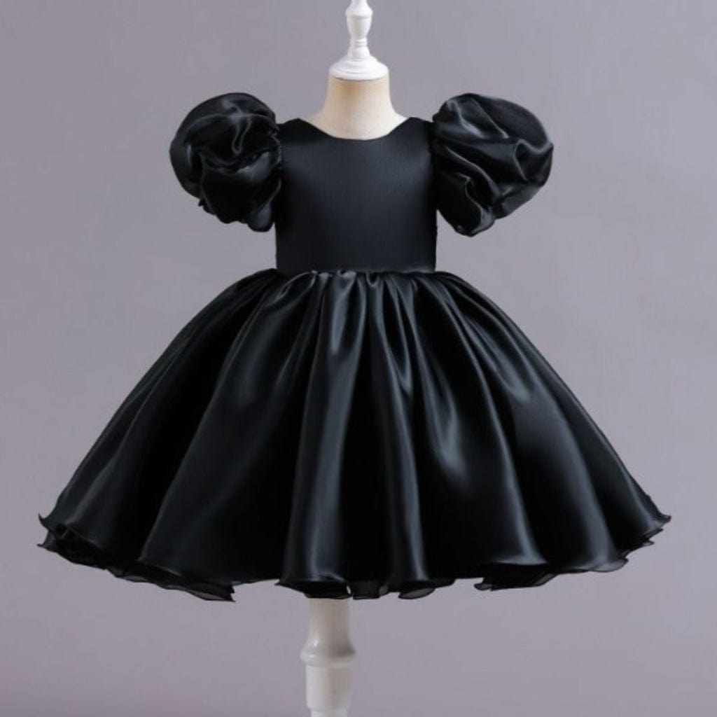 ONEAKIDS Baby & Toddler clothing 12-18M / BLACK Satin Tulle Flower Girls' Dress