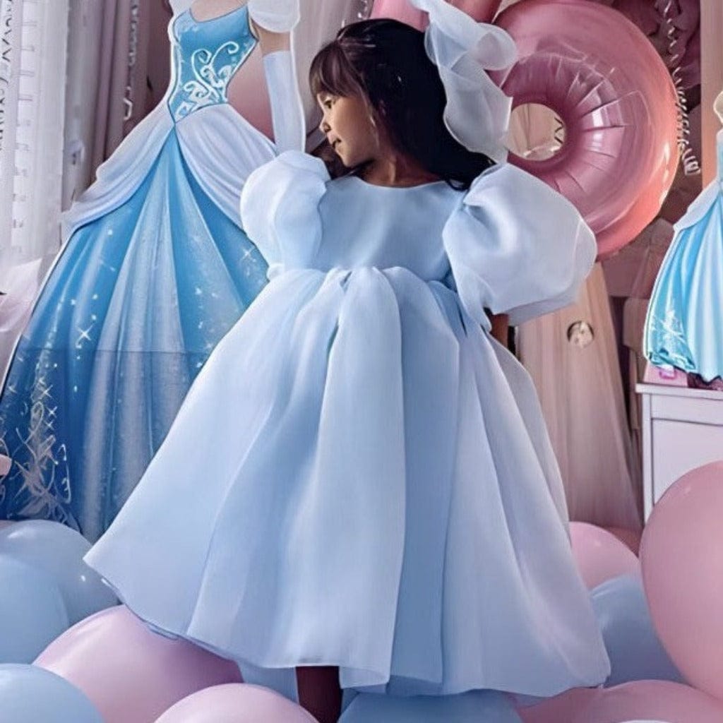 ONEAKIDS Baby & Toddler clothing 12-18M / BLUE Satin Tulle Flower Girls' Dress