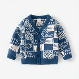 ONEAKIDS Baby & Toddler clothing 12-18M / BLUE V-Neck Boy's Cardigan in Knit Cotton