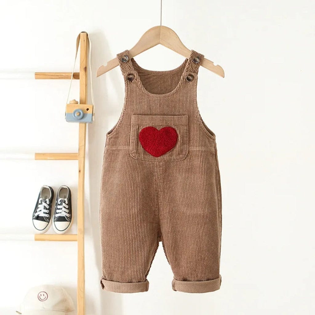 ONEAKIDS Baby & Toddler clothing 12-18M / BROWN Heart Corduroy Unisex Jumpsuit