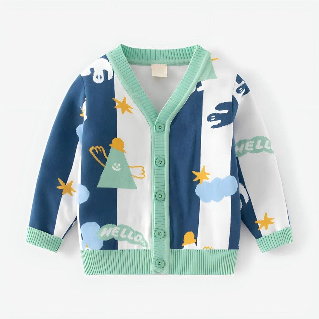 ONEAKIDS Baby & Toddler clothing 12-18M / GREEN V-Neck Boy's Cardigan in Knit Cotton