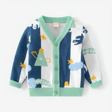ONEAKIDS Baby & Toddler clothing 12-18M / GREEN V-Neck Boy's Cardigan in Knit Cotton
