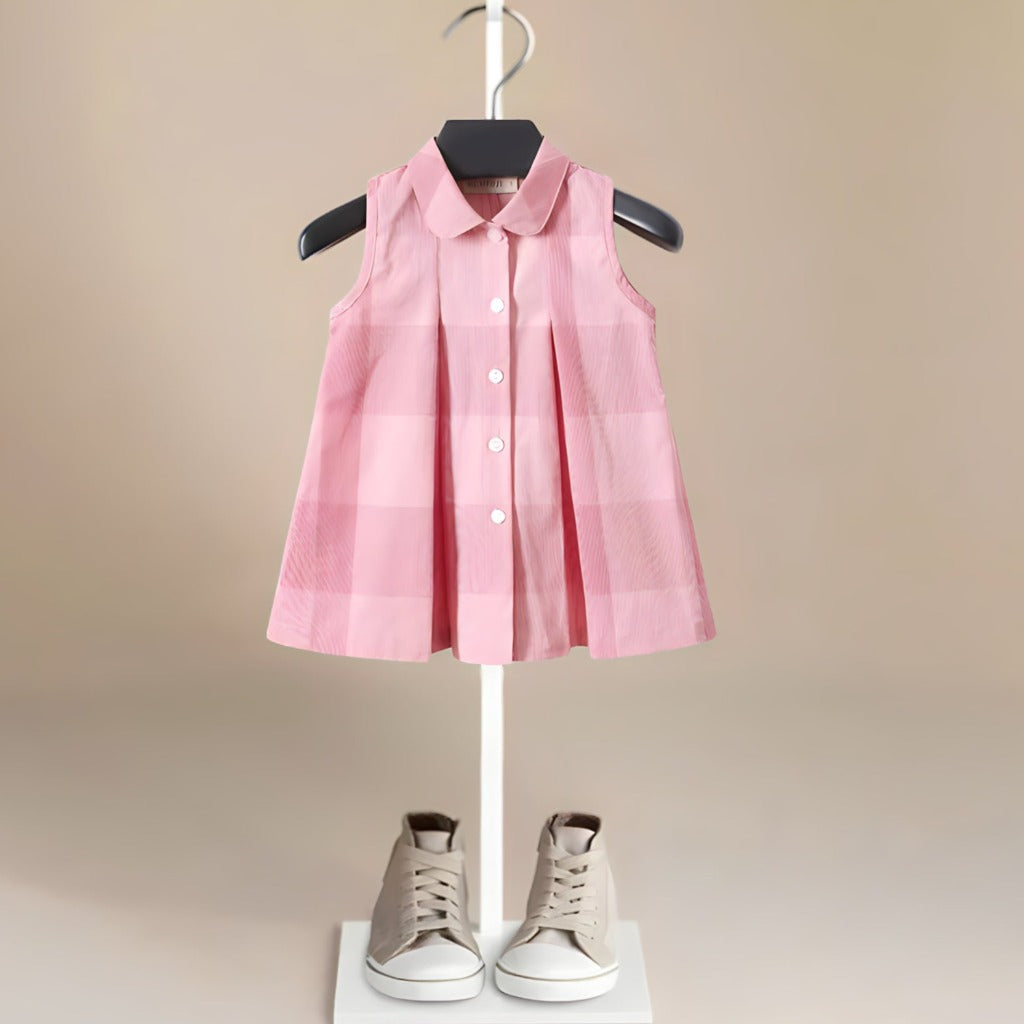 ONEAKIDS Baby & Toddler clothing 12-18M / PINK Pink Plaid Little Girls' Sleeveless Button Down Dress