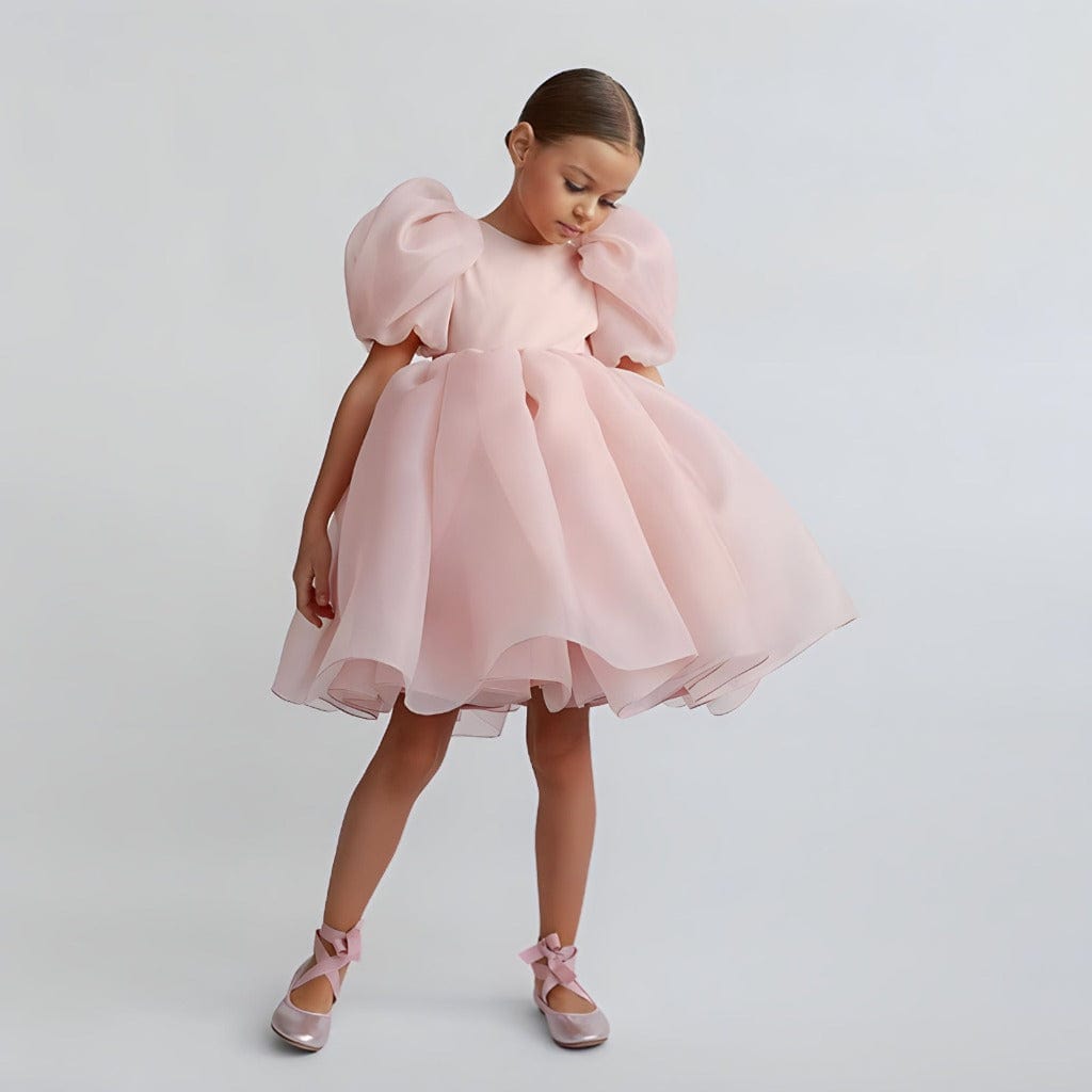 ONEAKIDS Baby & Toddler clothing 12-18M / PINK Satin Tulle Flower Girls' Dress