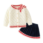 ONEAKIDS Baby & Toddler clothing 12-18M / RED Knit Cotton Toddler Cardigan & Skirt Set