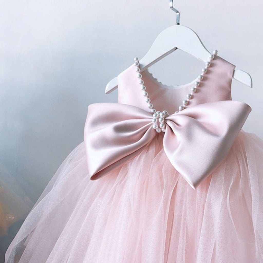 ONEAKIDS Baby & Toddler clothing 12 / PINK Flower Girls' Blossom Dress with Ribbon and Pearls