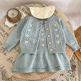 ONEAKIDS Baby & Toddler clothing 2-Piece Daisy Girl Knit Dress & Cardigan Set