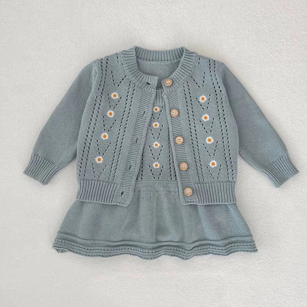 ONEAKIDS Baby & Toddler clothing 2-Piece Daisy Girl Knit Dress & Cardigan Set