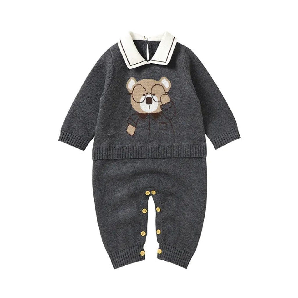 ONEAKIDS Baby & Toddler clothing 3-6M / BLACK Warm Teddy Bear Romper