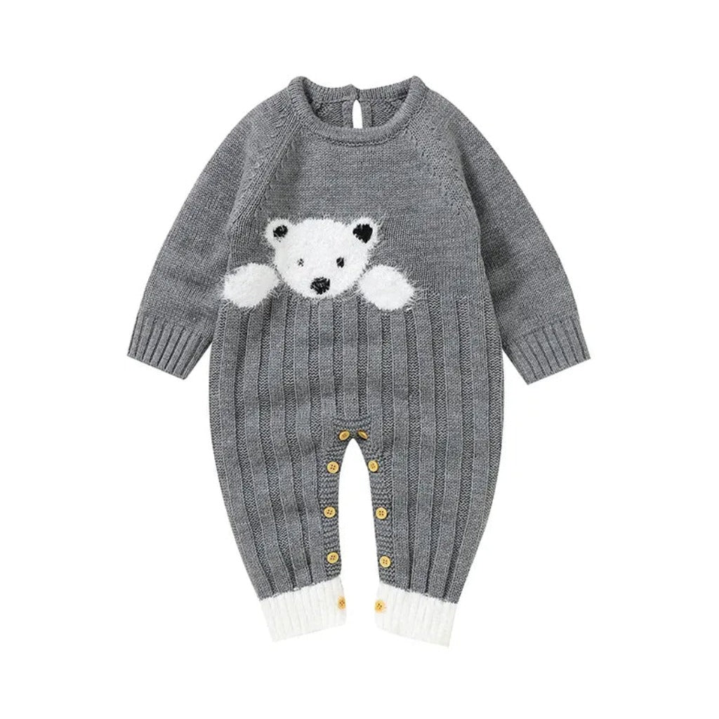 ONEAKIDS Baby & Toddler clothing 3-6M / GRAY Warm Teddy Bear Romper