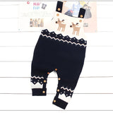 ONEAKIDS Baby & Toddler clothing 6-12M / BLUE Unisex Knitted Reindeer Winter Jumpsuit