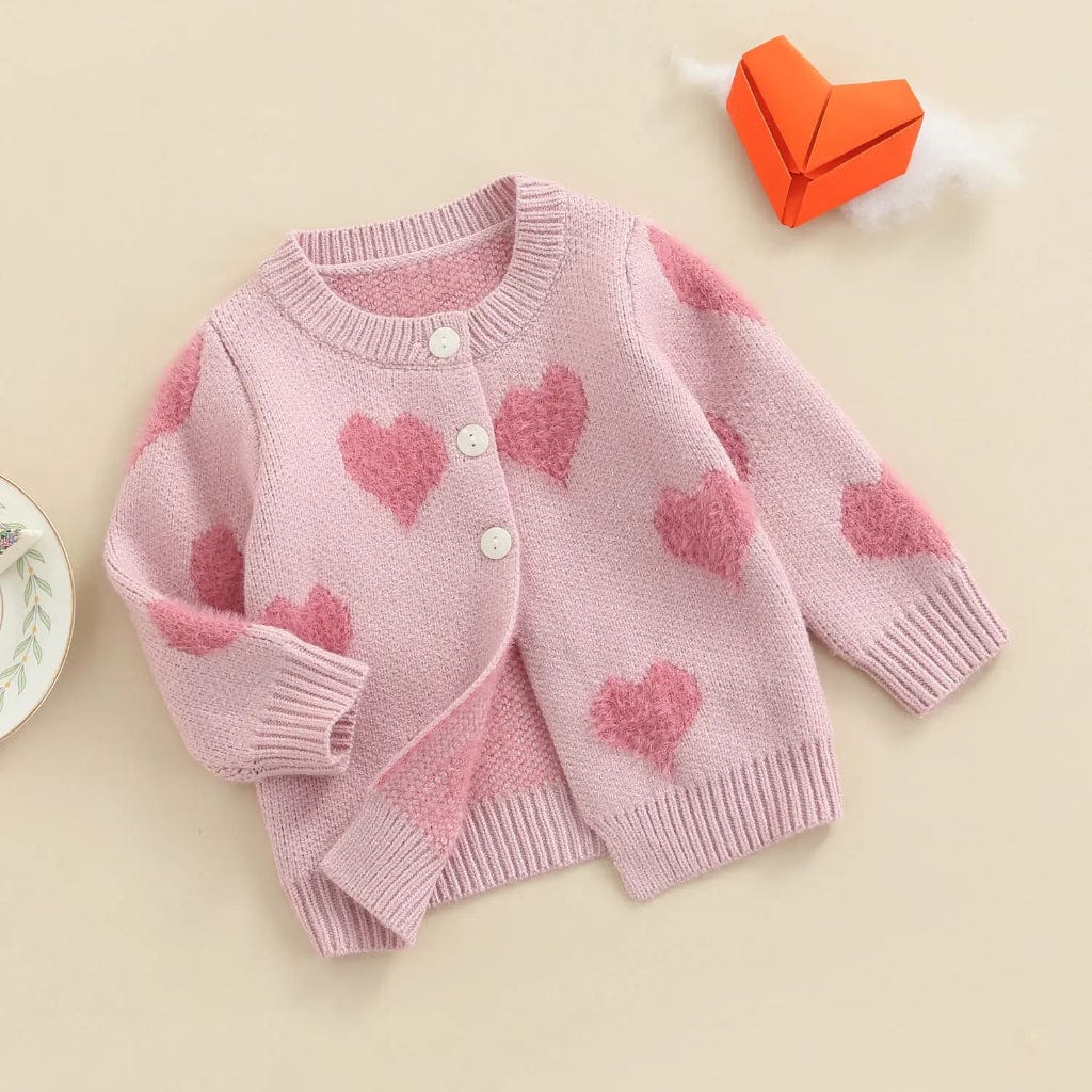 ONEAKIDS Baby & Toddler clothing Baby Girls’ Pink Heart Knit Cardigan