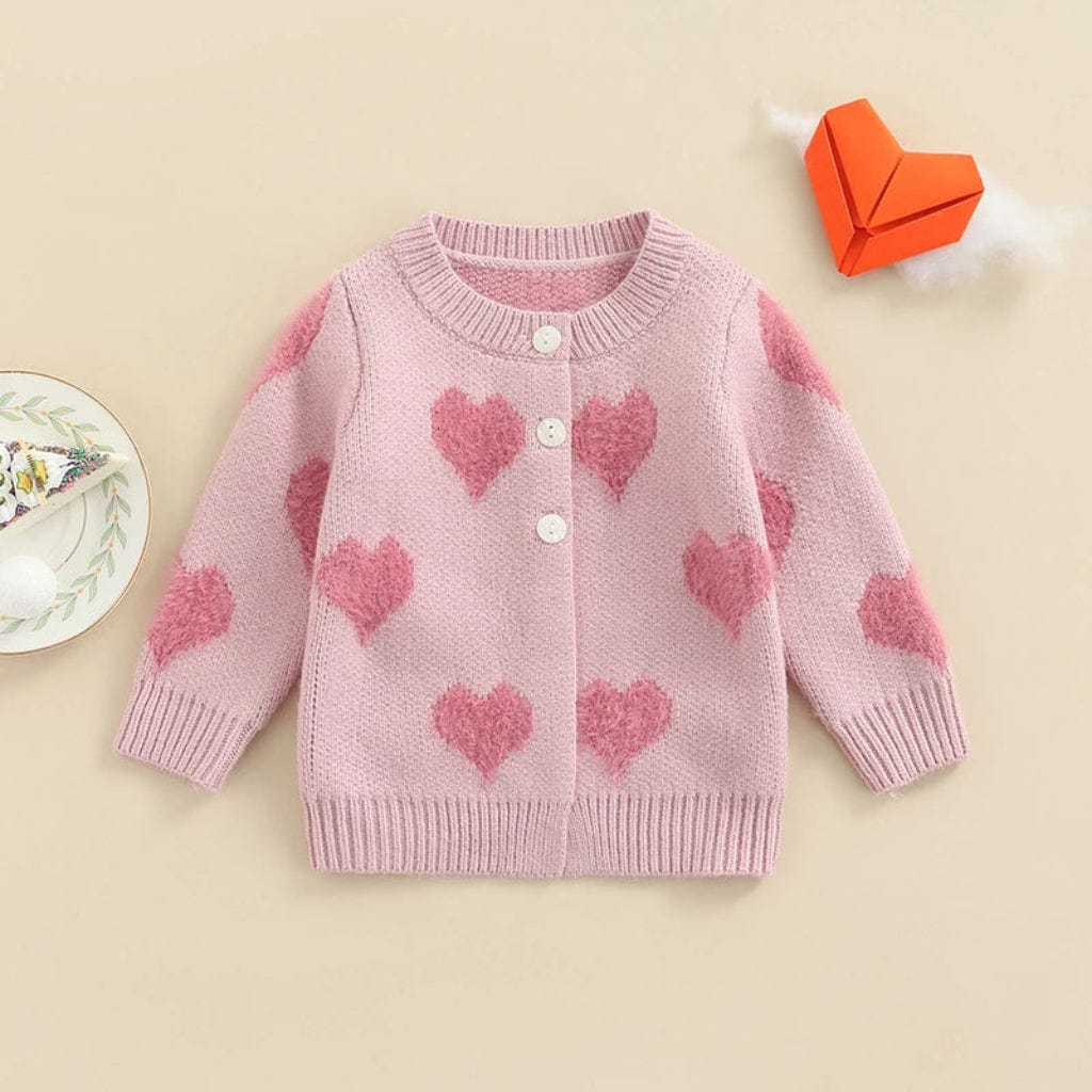 ONEAKIDS Baby & Toddler clothing Baby Girls’ Pink Heart Knit Cardigan