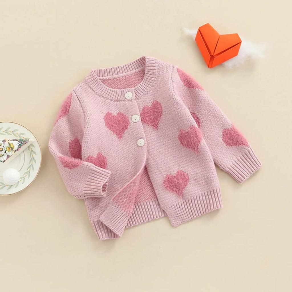 ONEAKIDS Baby & Toddler clothing Baby Girls’ Pink Heart Knit Cardigan