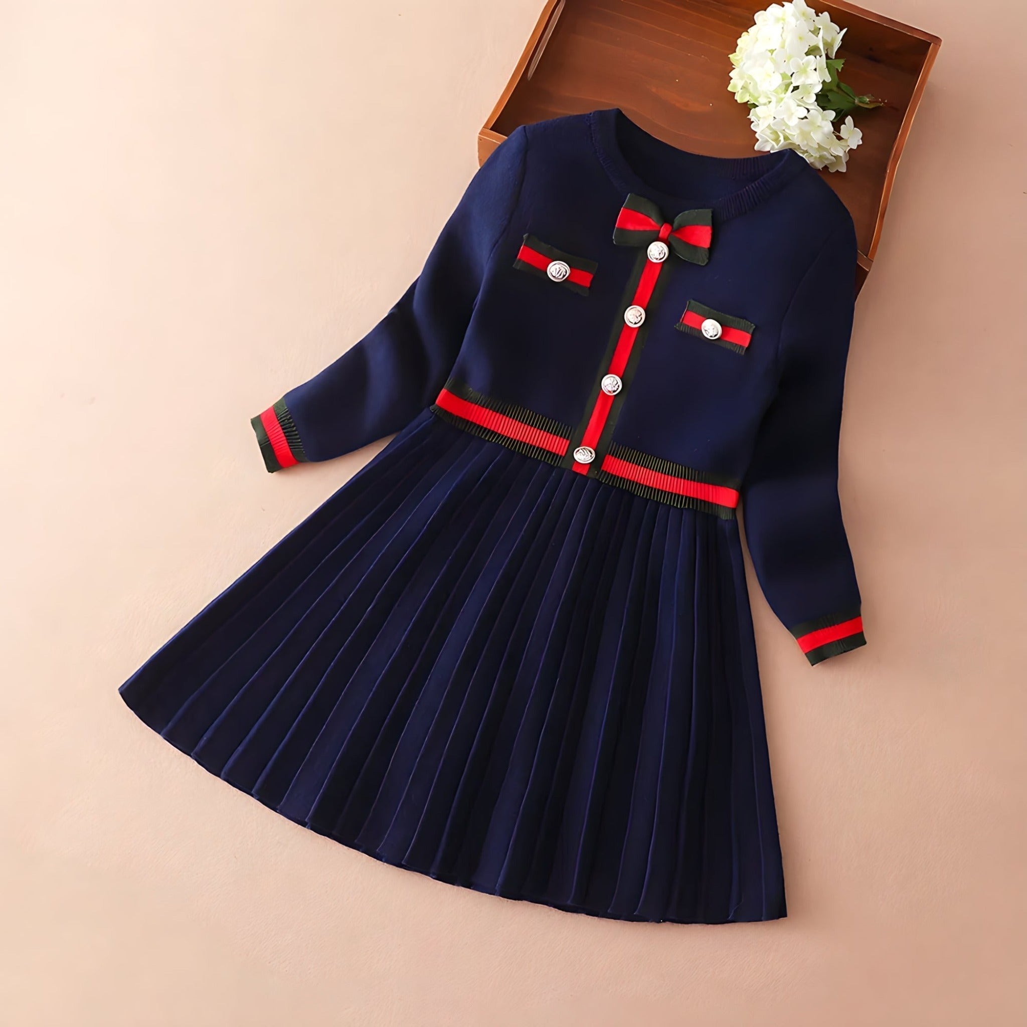 ONEAKIDS Baby & Toddler clothing BLUE / 4T Premium Knit Cotton Classy Girls' Dress