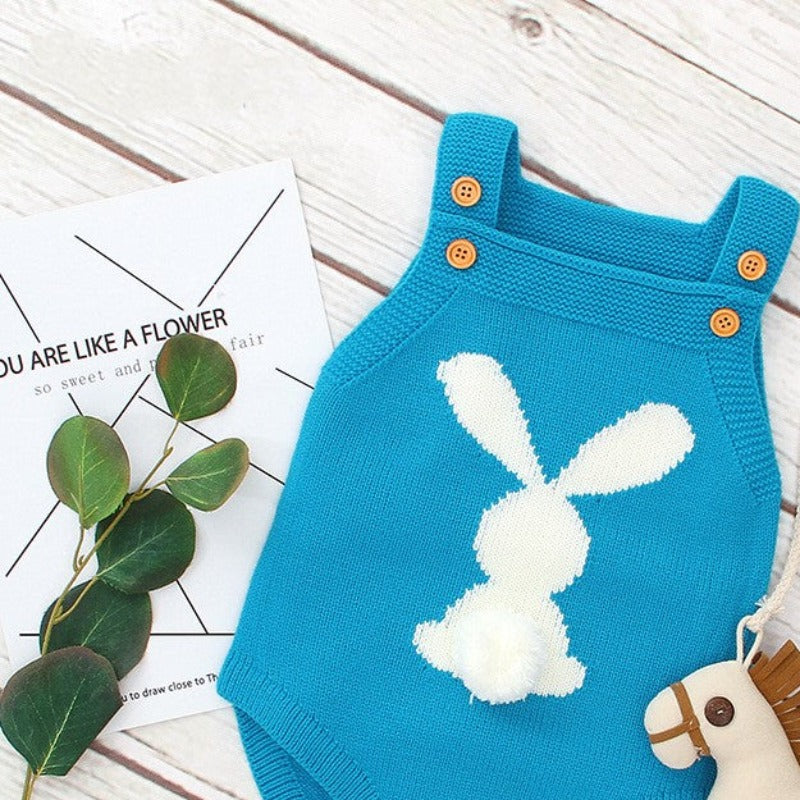 ONEAKIDS Baby & Toddler clothing BLUE / 6-12M Knit Baby and Toddler Rabbit Bodysuit