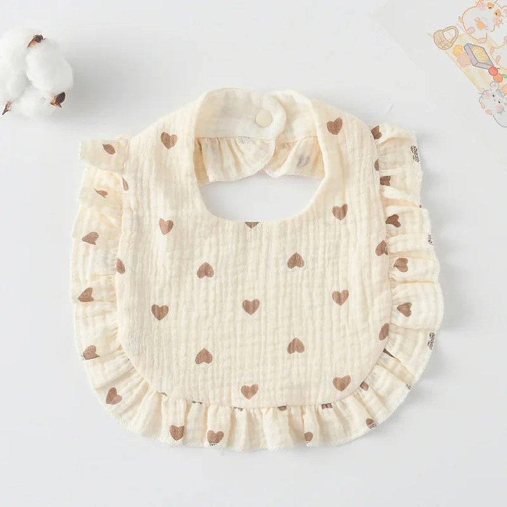 ONEAKIDS Baby & Toddler clothing BROWN HEARTS Boho Muslin Bibs for Baby Girls