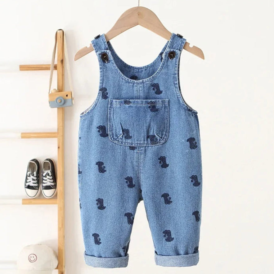 ONEAKIDS Baby & Toddler clothing Denim Dinosaur Unisex Jumpsuit