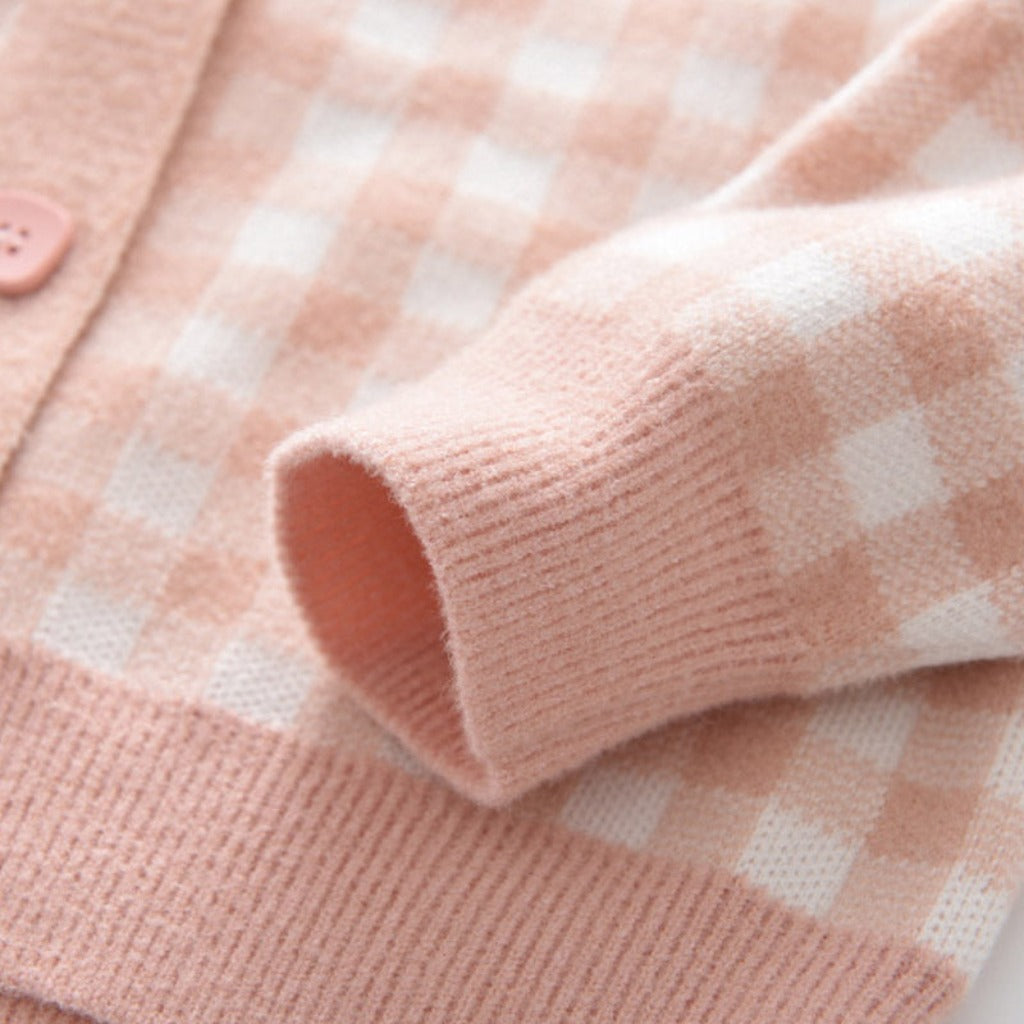 ONEAKIDS Baby & Toddler clothing Girls' Checkered Dress and Cardigan