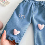 ONEAKIDS Baby & Toddler clothing Girls' Denim Pants with Pink Hearts