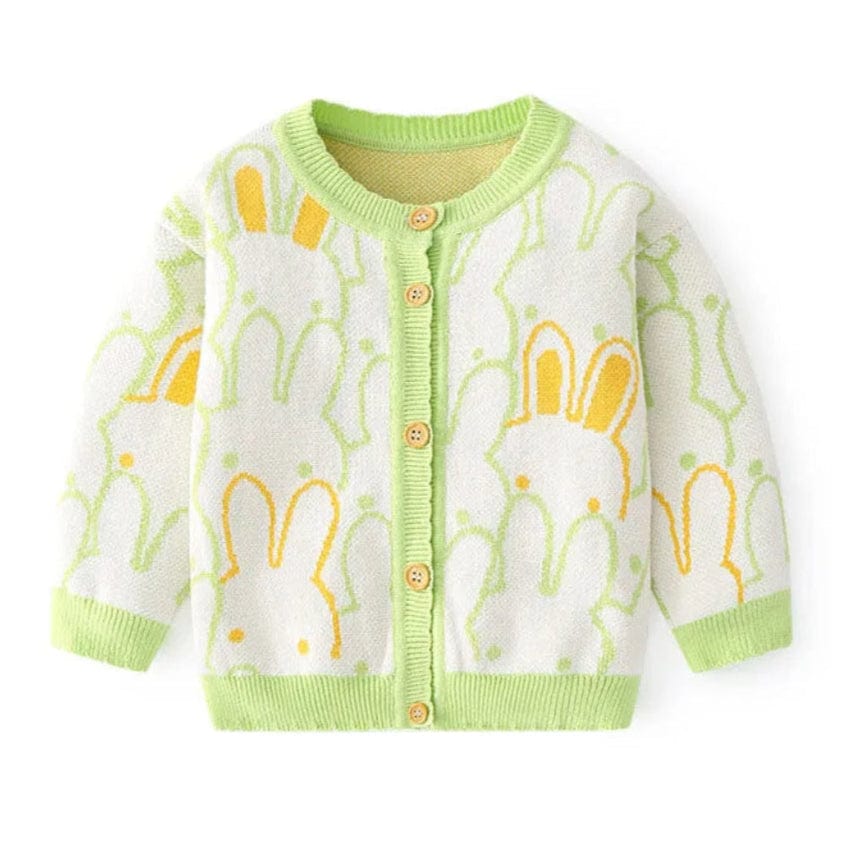 ONEAKIDS Baby & Toddler clothing GREEN / 12-18M Rabbit Girls Knit Cotton Cardigan