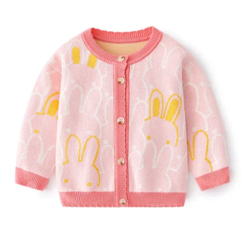 ONEAKIDS Baby & Toddler clothing PINK / 12-18M Rabbit Girls Knit Cotton Cardigan