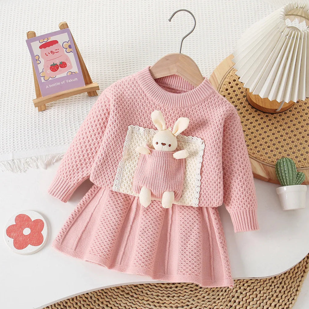 ONEAKIDS Baby & Toddler clothing PINK / 2T Toy Bunny Sweater & Skirt Set