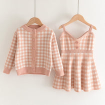 ONEAKIDS Baby & Toddler clothing PINK / 3T Girls' Checkered Dress and Cardigan