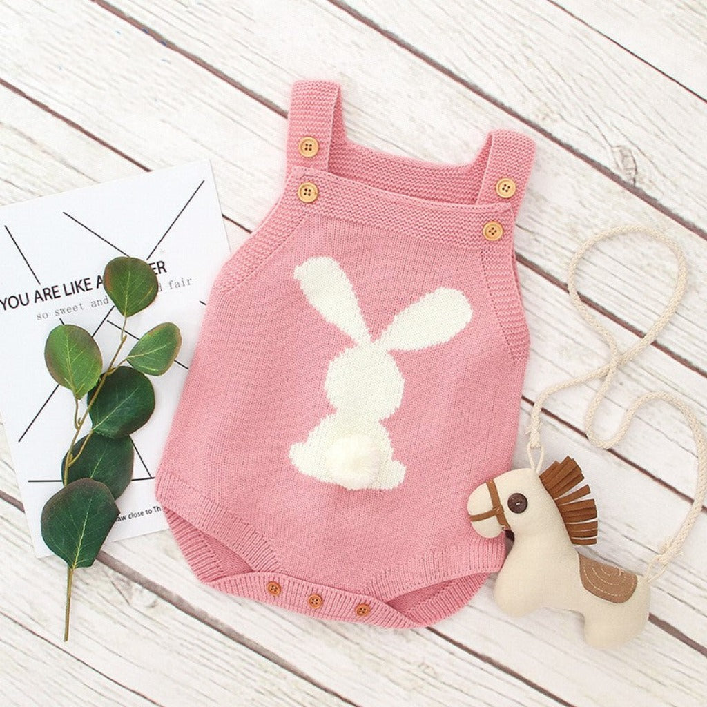 ONEAKIDS Baby & Toddler clothing PINK / 6-12M Knit Baby and Toddler Rabbit Bodysuit