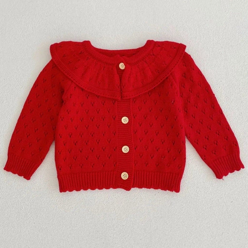 ONEAKIDS Baby & Toddler clothing RED / 3-6M Retro Girls' Knit Cotton Cardigan
