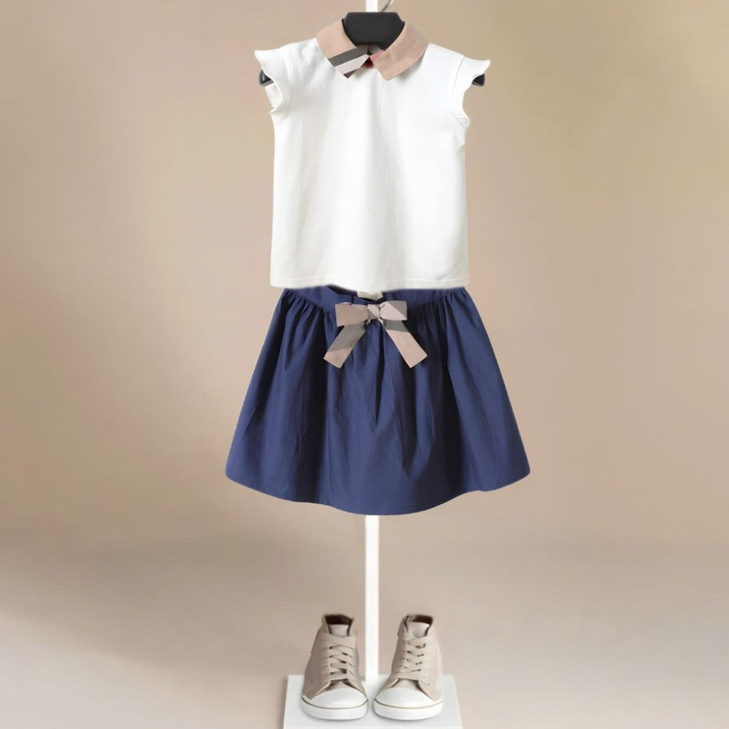ONEAKIDS Baby & Toddler clothing WHITE / 12-18M Organic Cotton Retro Skirt & Top Set