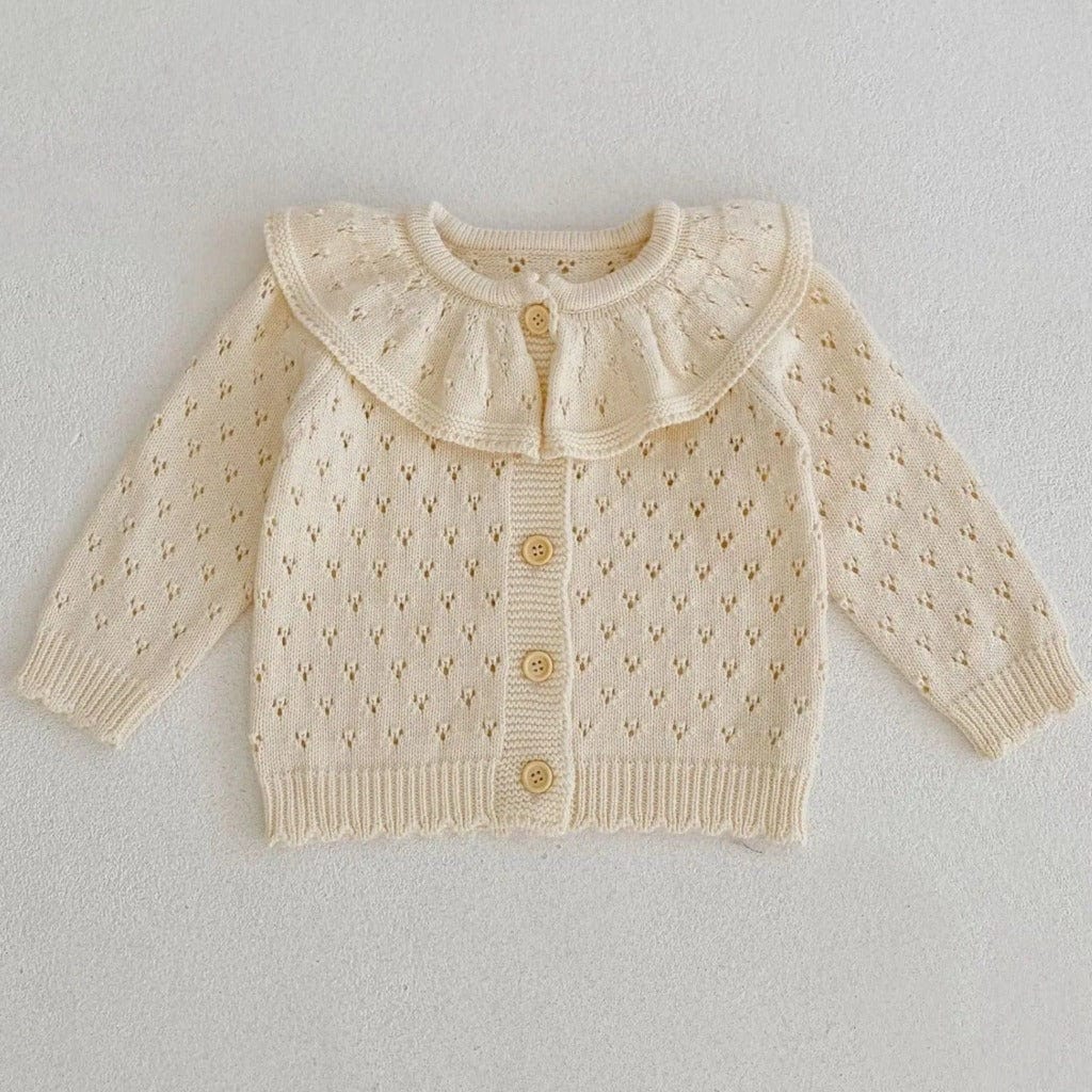ONEAKIDS Baby & Toddler clothing WHITE / 3-6M Retro Girls' Knit Cotton Cardigan
