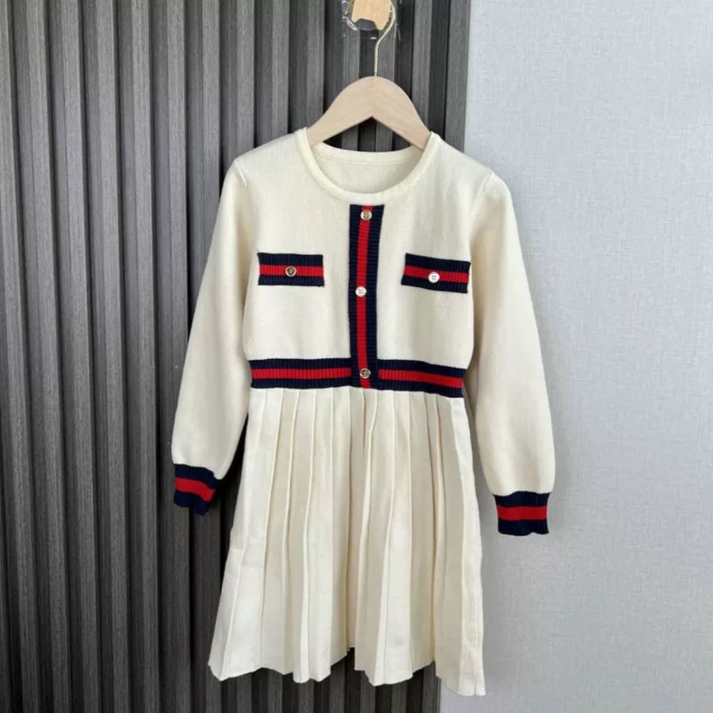 ONEAKIDS Baby & Toddler clothing WHITE / 4T Premium Knit Cotton Classy Girls' Dress