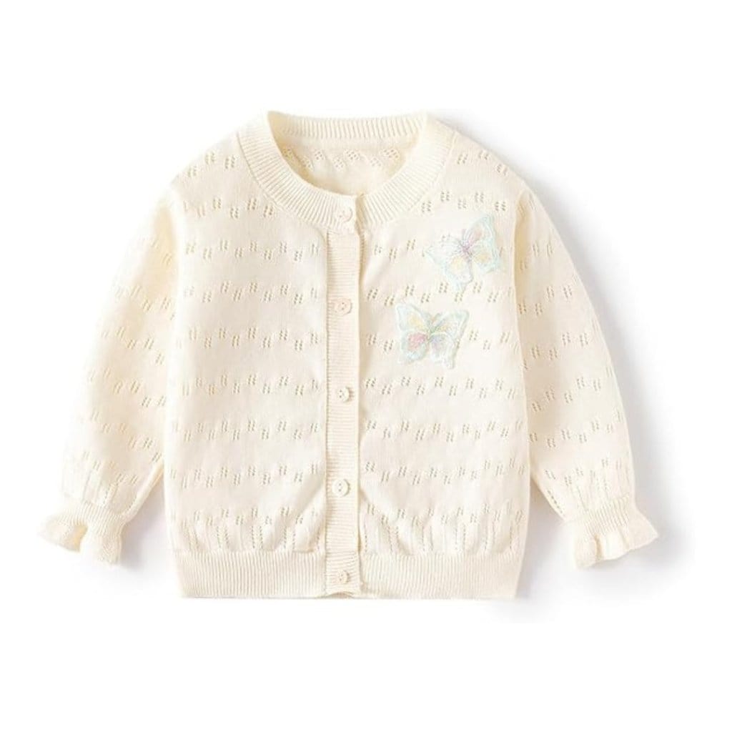 ONEAKIDS Baby & Toddler clothing WHITE / 6-12M Butterfly Little Girls' Cardigan
